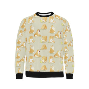 Cute fat shiba inu dog pattern Men's Crew Neck Sweatshirt