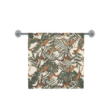 Monkey tropical leaves background Bath Towel