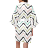 zigzag  chevron paint pattern Women's Short Kimono Robe