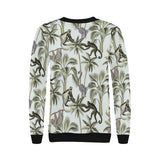 Monkey sloth lemur palm trees pattern Women's Crew Neck Sweatshirt