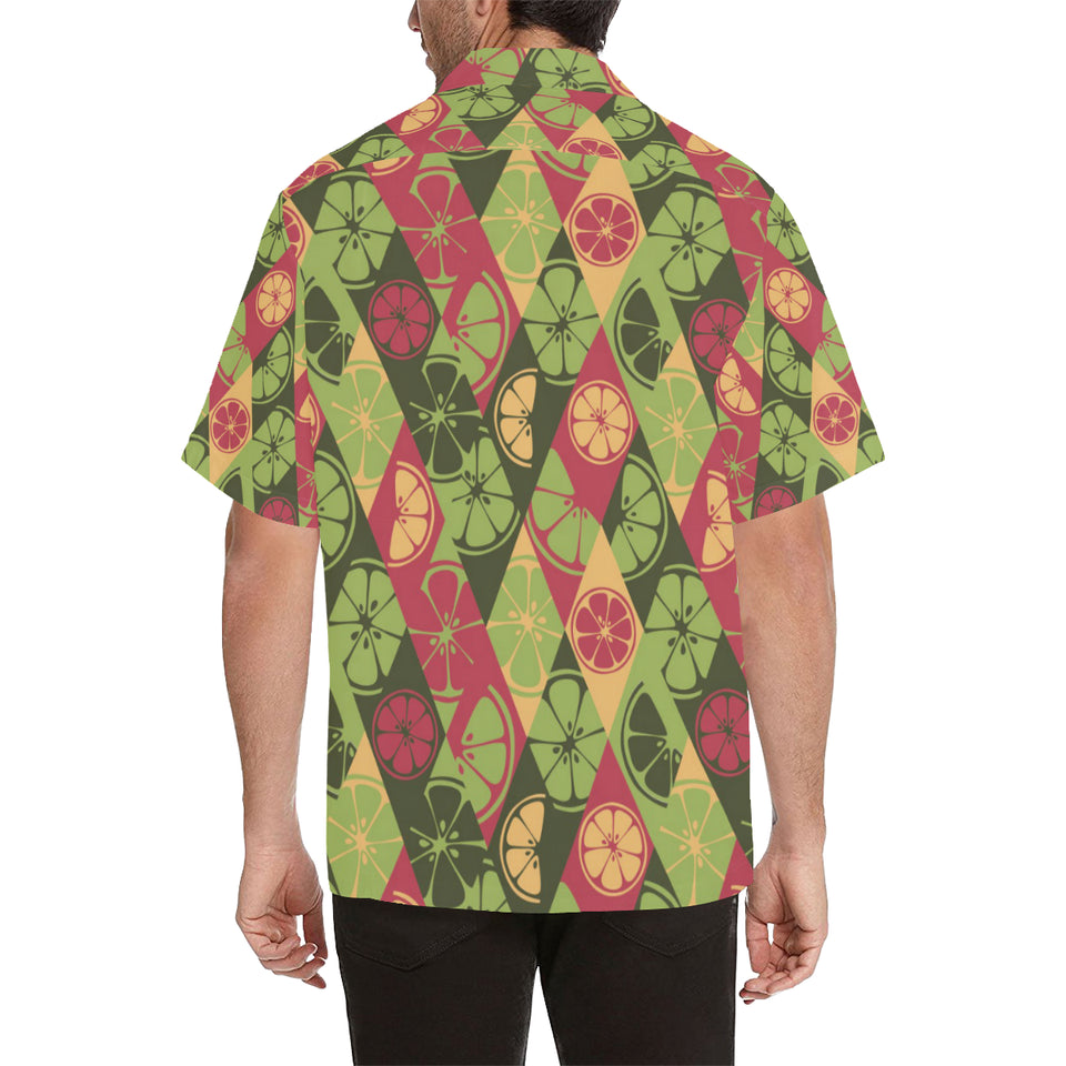 Cool Geometric lime pattern Men's All Over Print Hawaiian Shirt