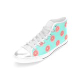 Grapefruit green background Women's High Top Canvas Shoes White