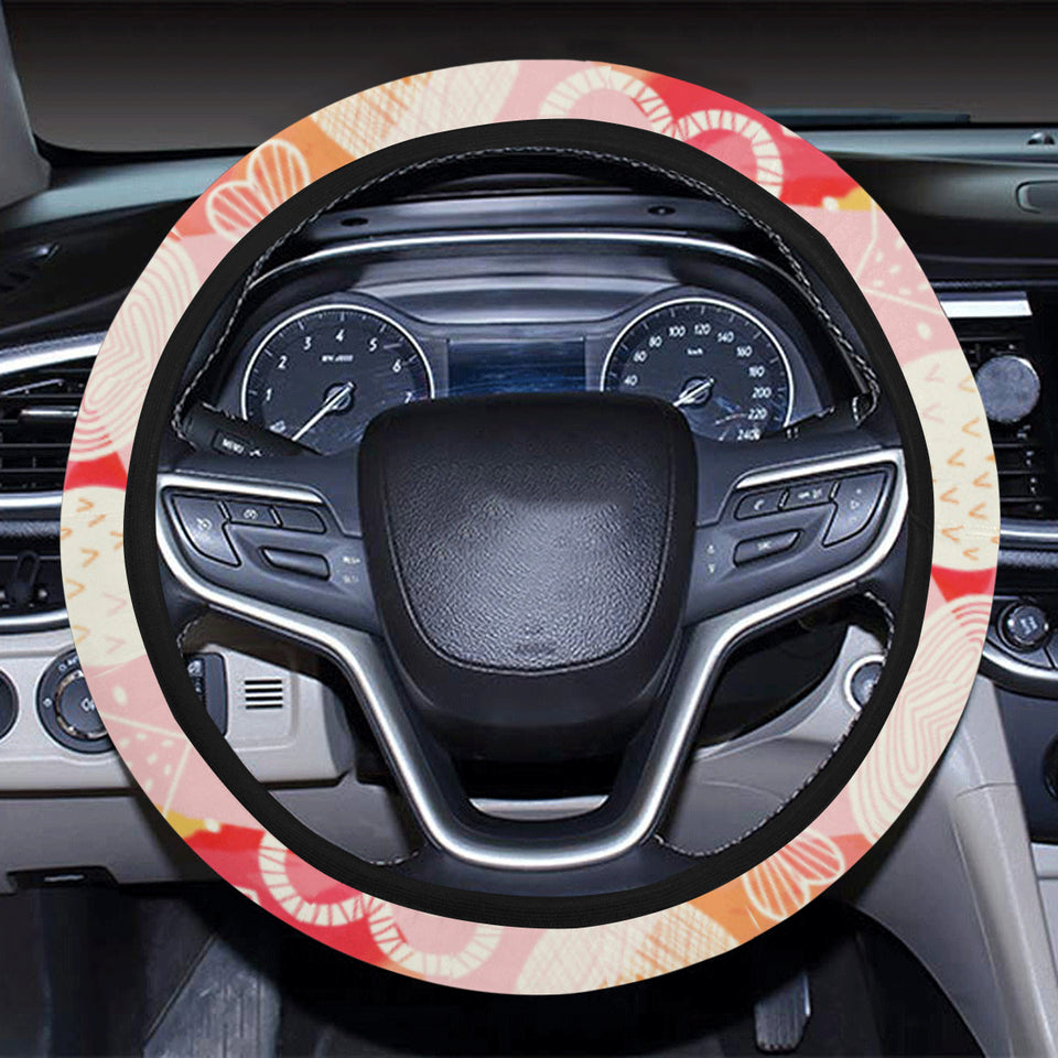 Hand drawn heart design pattern Car Steering Wheel Cover
