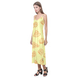 Cheese design pattern V-Neck Open Fork Long Dress