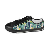 Toucan tropical leaves design pattern Women's Low Top Canvas Shoes Black