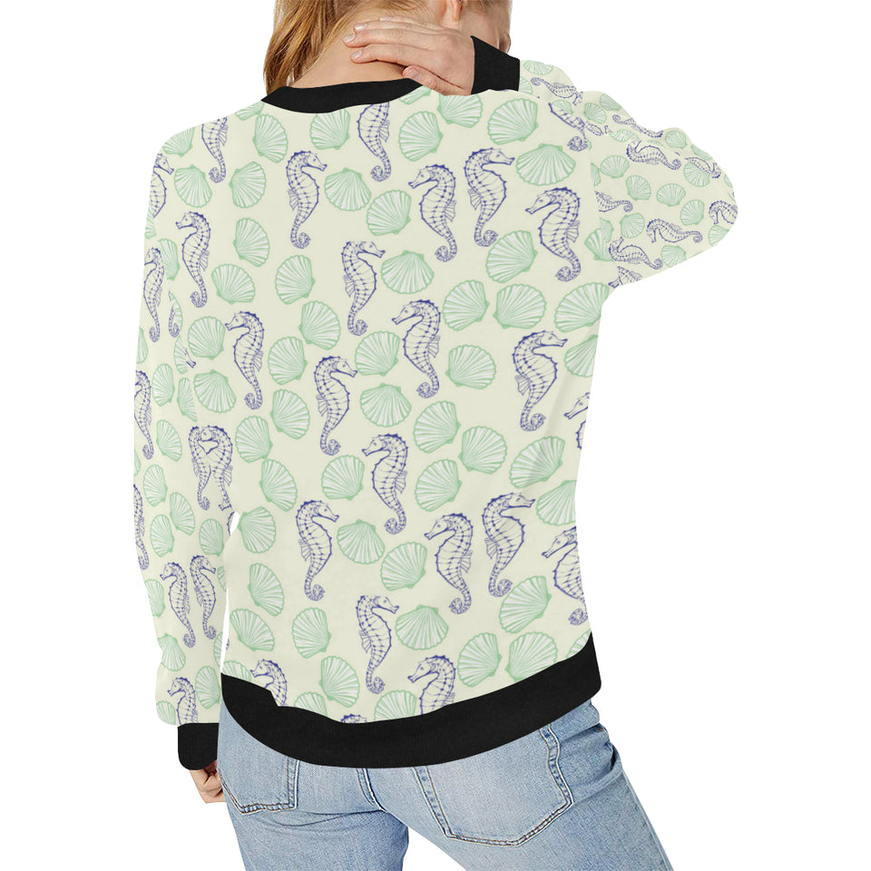 Seahorse shell pattern Women's Crew Neck Sweatshirt