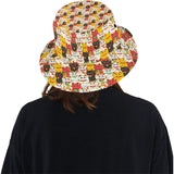 Colorful Maneki neko cat pattern Unisex Bucket Hat