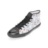 Snowman christmas  tree snow gray background Women's High Top Canvas Shoes Black