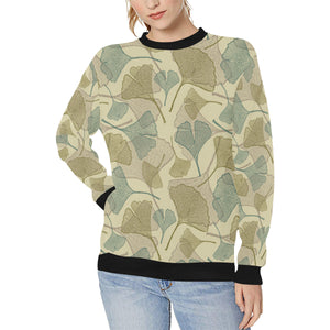 Ginkgo leaves design pattern Women's Crew Neck Sweatshirt