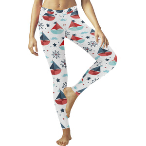 Cute color paper sailboat pattern Women's Legging Fulfilled In US