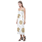 Sketch style cookie pattern V-Neck Open Fork Long Dress