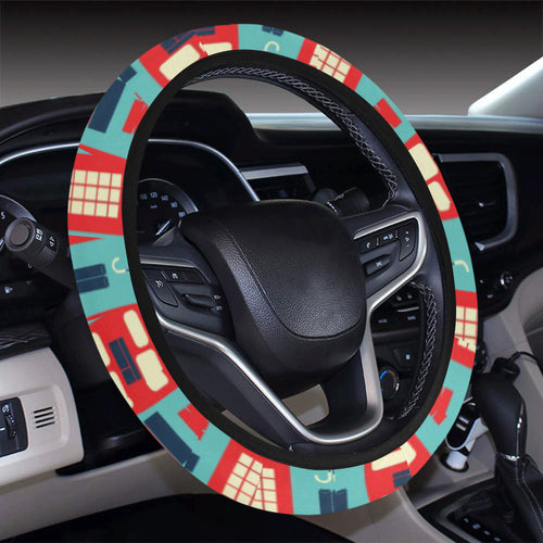 British Pattern Print Design 04 Car Steering Wheel Cover
