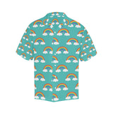 Rainbow pattern green background Men's All Over Print Hawaiian Shirt