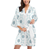 nautical steering wheel chain Women's Short Kimono Robe