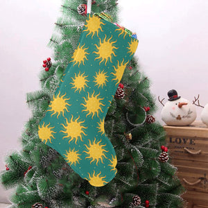 Sun green background Christmas Stocking