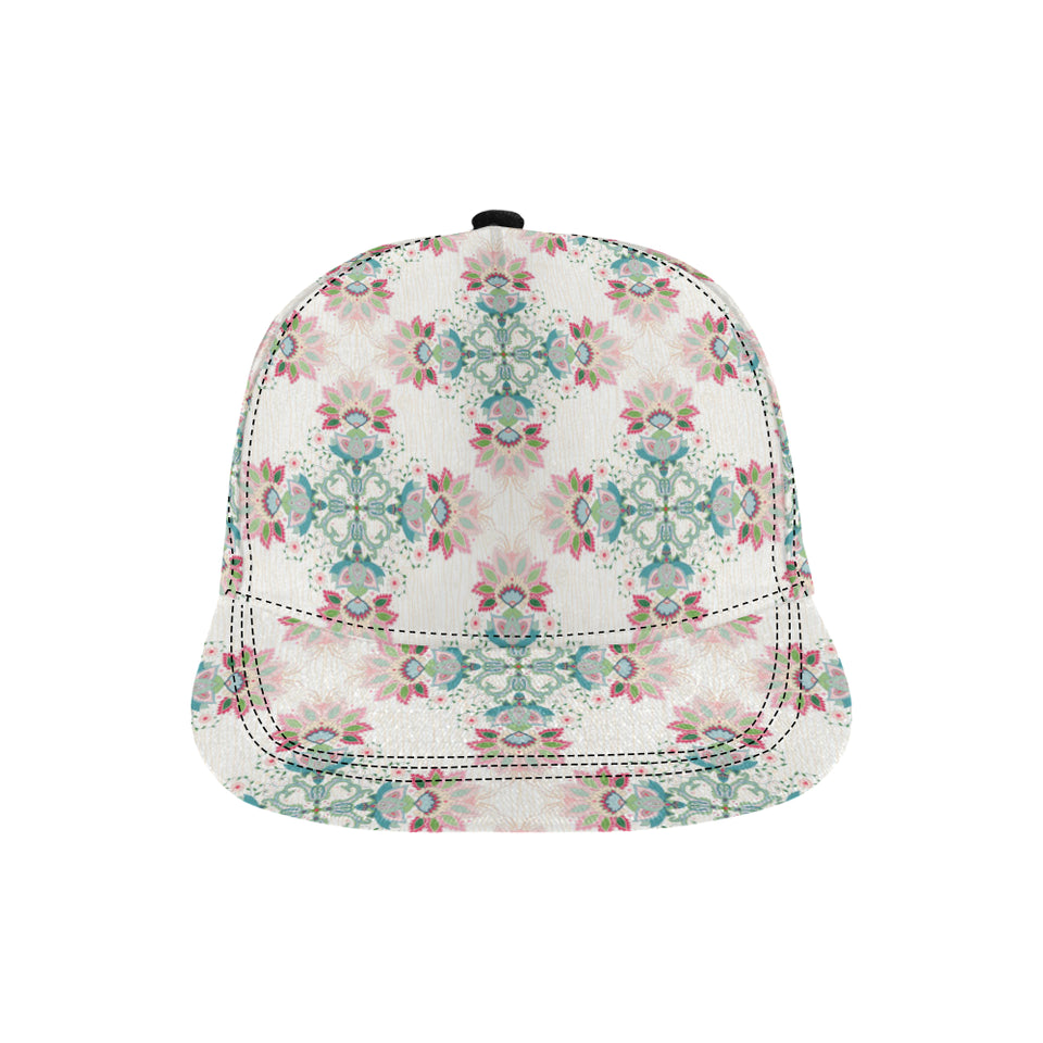 Square floral indian flower pattern All Over Print Snapback Cap