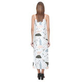 Polar bears star poka dot pattern V-Neck Open Fork Long Dress