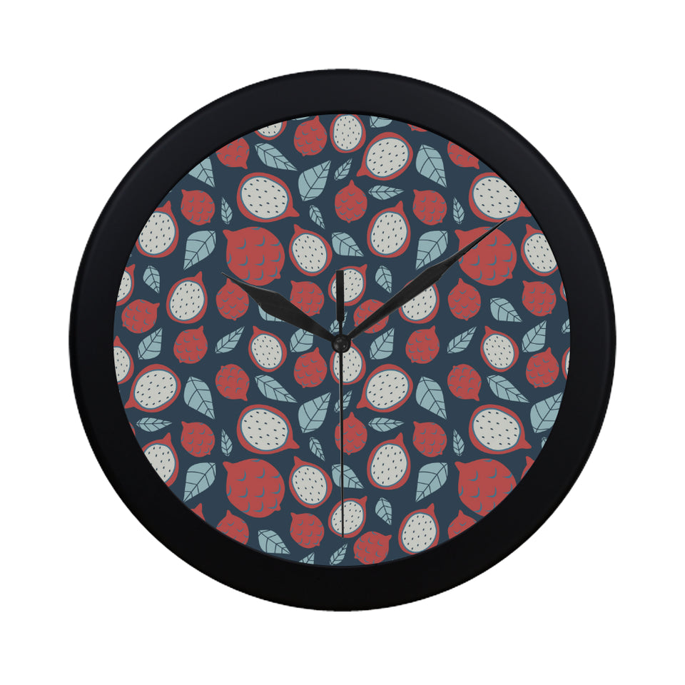 dragon fruits dark blue background Elegant Black Wall Clock