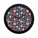dragon fruits dark blue background Elegant Black Wall Clock
