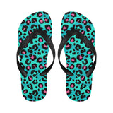 Green leopard skin print pattern Unisex Flip Flops