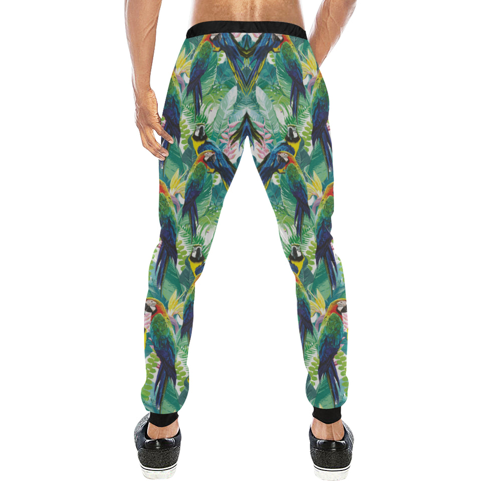 Colorful parrot exotic flower leaves Unisex Casual Sweatpants
