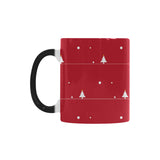 Christmas tree star snow red background Morphing Mug Heat Changing Mug