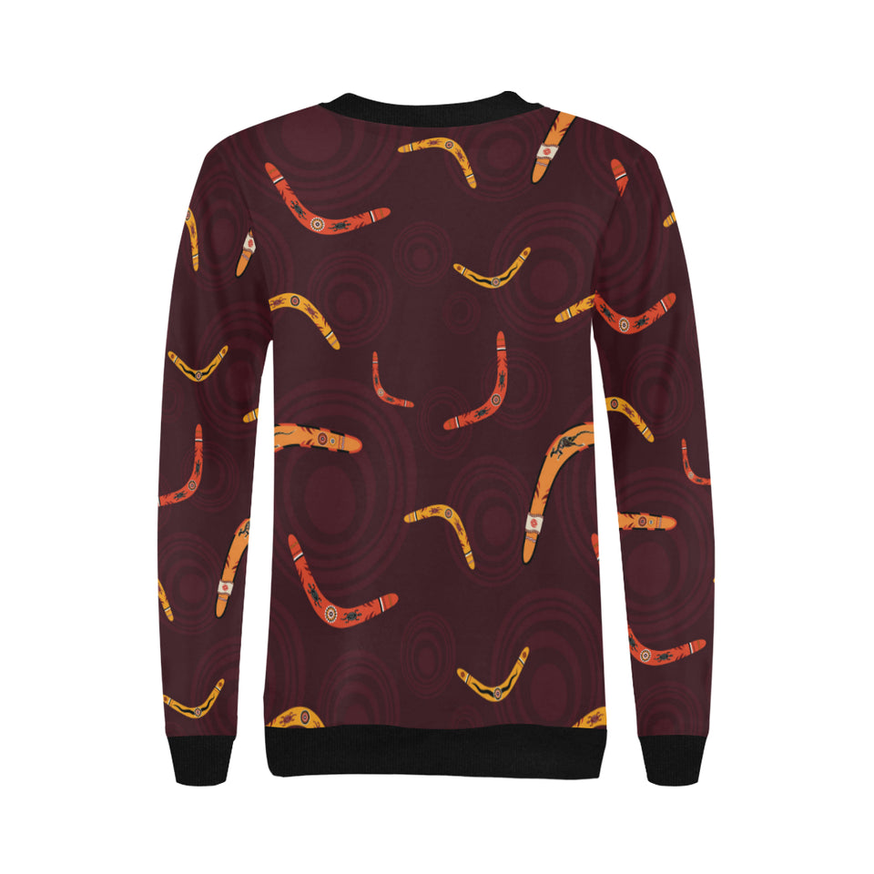 Boomerang Australian aboriginal ornament circle bl Women's Crew Neck Sweatshirt