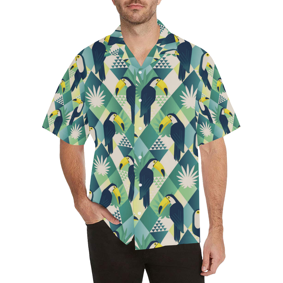 Toucan tropical leaves design pattern Men's All Over Print Hawaiian Shirt