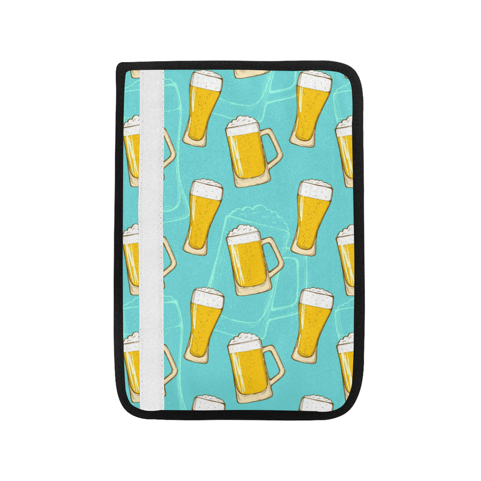 Beer pattern green background Car Seat Belt Cover