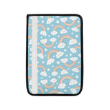 Cute rainbow clound star pattern blue background Car Seat Belt Cover