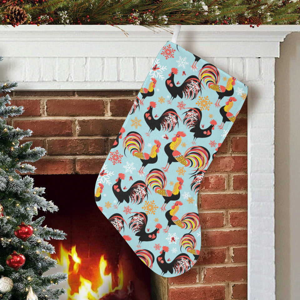 Rooster chicken cock snowfalke Christmas Stocking