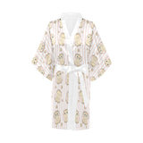 cute owl leaf Women's Short Kimono Robe