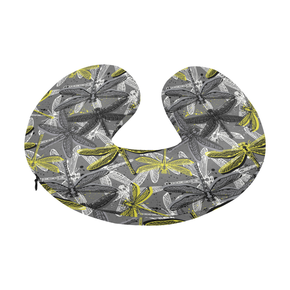 Hand drawn dragonfly pattern U-Shaped Travel Neck Pillow