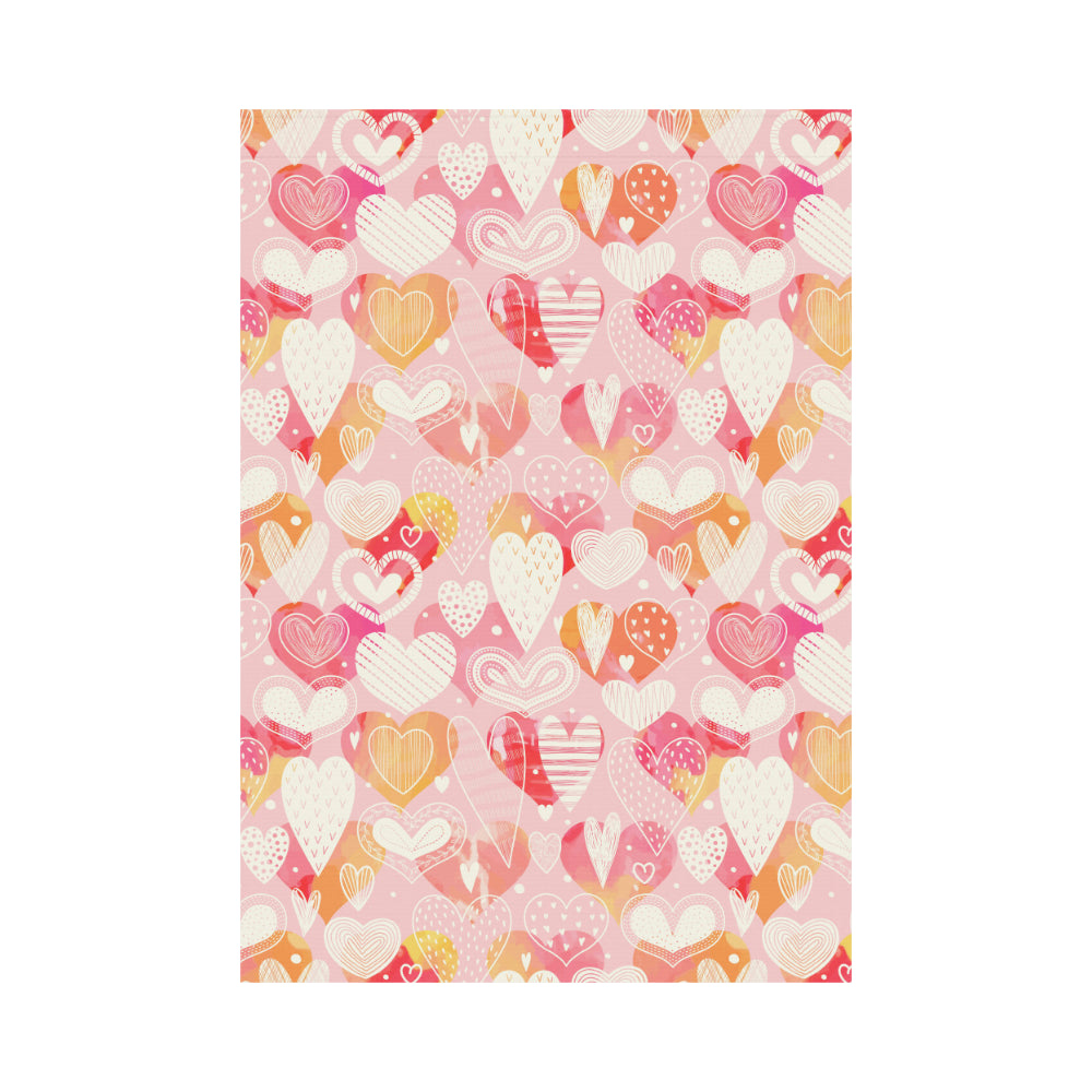 Hand drawn heart design pattern House Flag Garden Flag