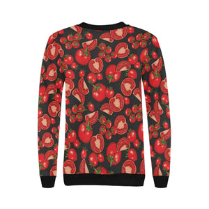 Tomato black background Women's Crew Neck Sweatshirt