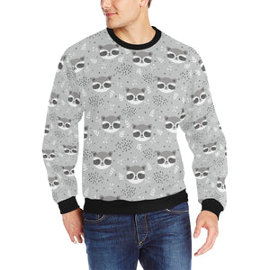 Cute raccoons leaves dot Men's Crew Neck Sweatshirt