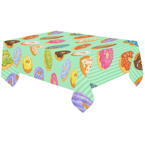 Colorful donut pattern green background Tablecloth