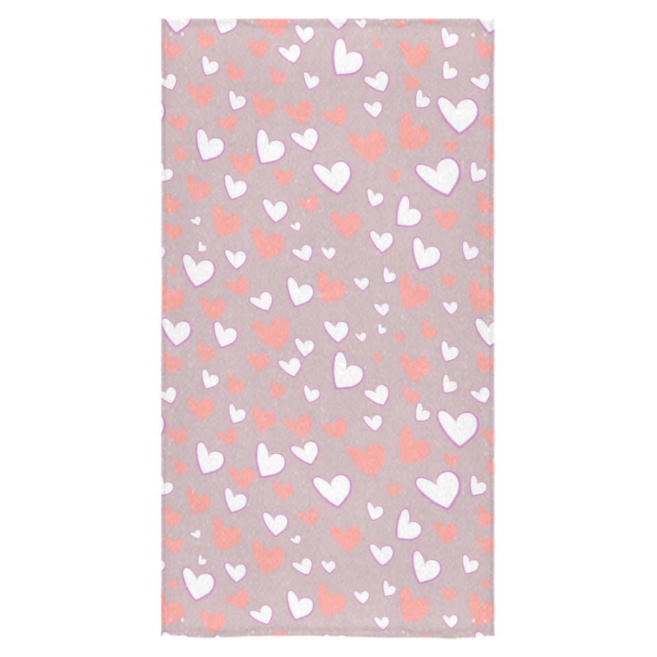 coral white heart pattern Bath Towel