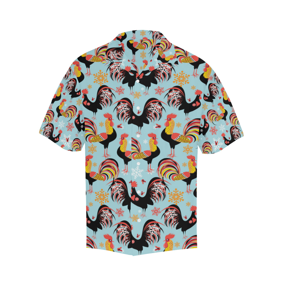 Rooster chicken cock snowfalke Men's All Over Print Hawaiian Shirt