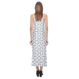 arabic gray pattern V-Neck Open Fork Long Dress