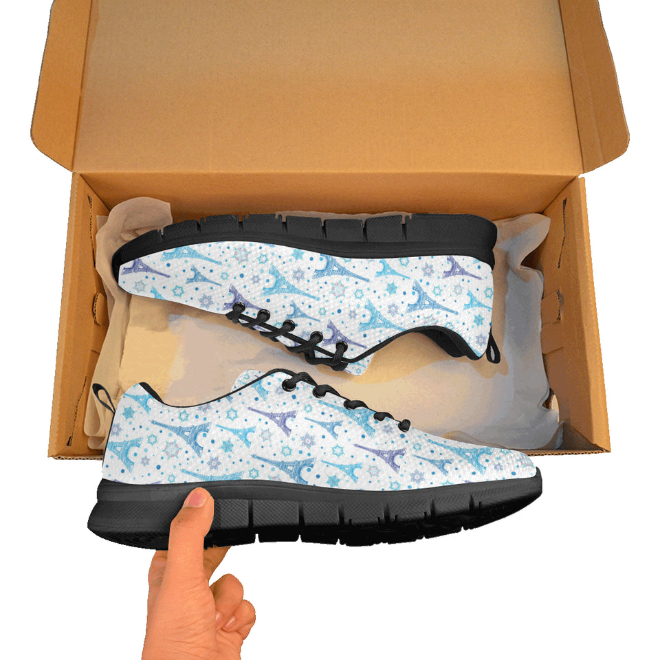 Blue Eiffel Tower Theme Pattern Print Design 01 Women's Sneaker Shoes
