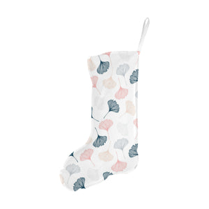 Black Gray Cream coral ginkgo leaves pattern Christmas Stocking