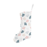 Black Gray Cream coral ginkgo leaves pattern Christmas Stocking