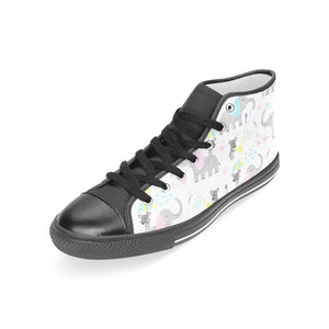 Cute elephant mouse pattern Women's High Top Canvas Shoes Black