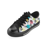 Dragonflies ginkgo leaves pattern Men's Low Top Canvas Shoes Black