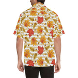 Maple leaf oak leaf acorns beige striped backgroun Men's All Over Print Hawaiian Shirt