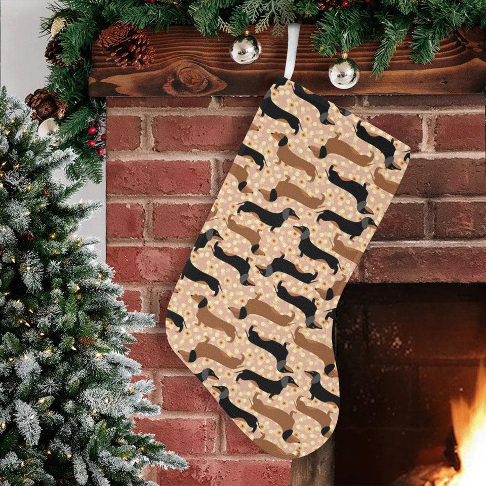 Dachshund floral background Christmas Stocking