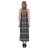 Deer Christmas new year pattern argyle V-Neck Open Fork Long Dress