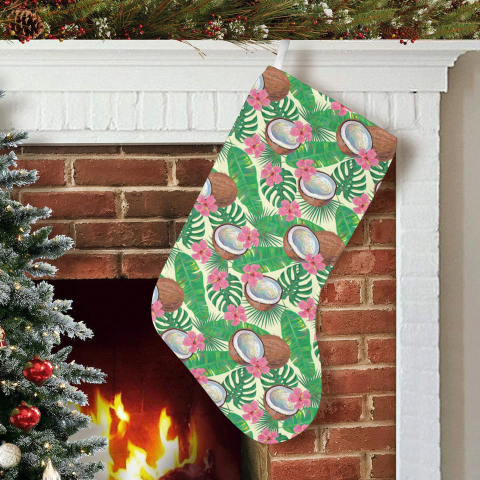 Coconut Pattern Print Design 01 Christmas Stocking