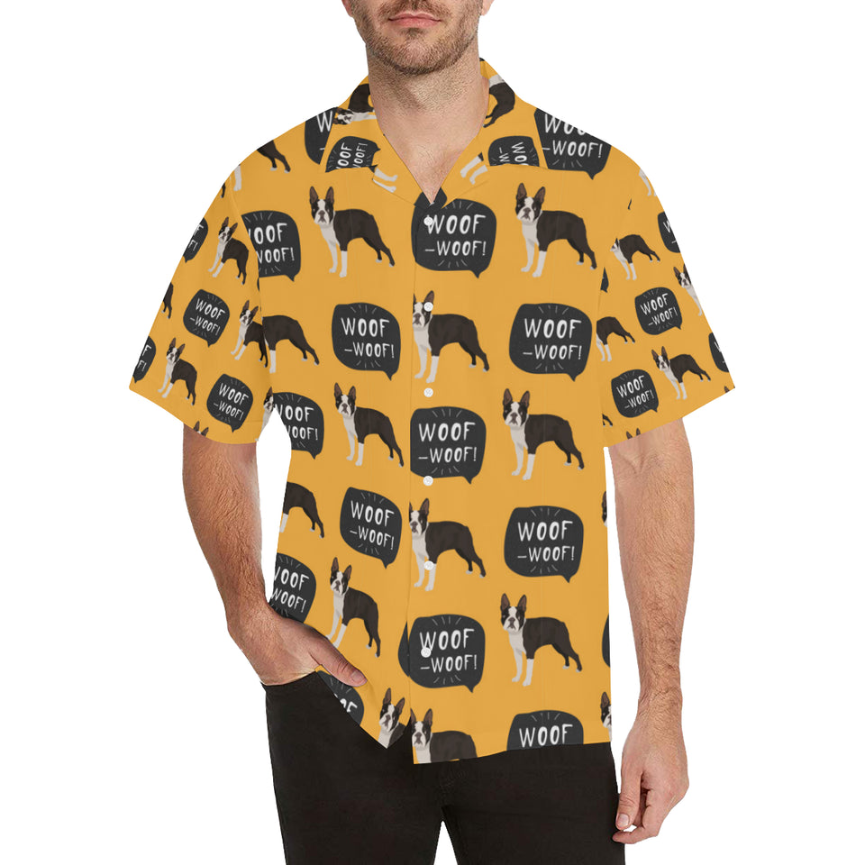 Boston terrier design pattern Men's All Over Print Hawaiian Shirt